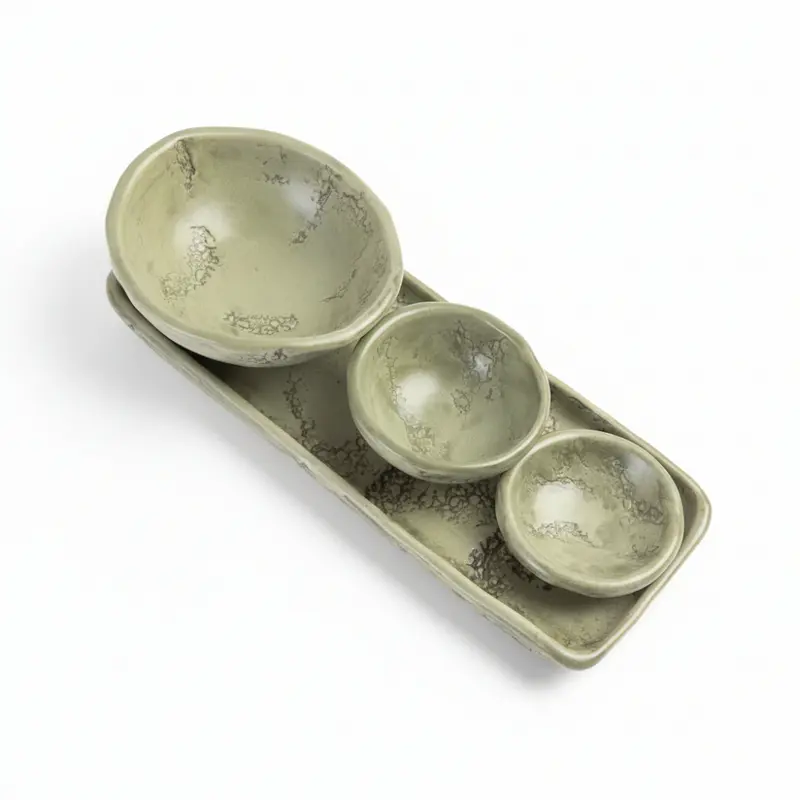 Zampiva Sushi Set Antipastiera Green in Ceramica Artigianale Made in Italy