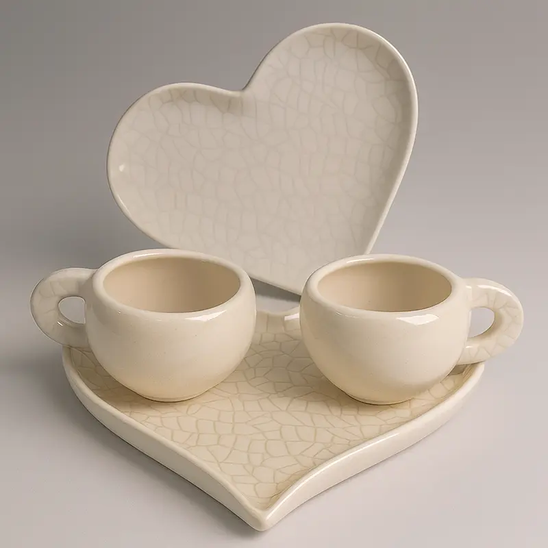 Zampiva Tête-à-Tête Vassoio Cuore con 2 Tazzine Caffè 15 cm