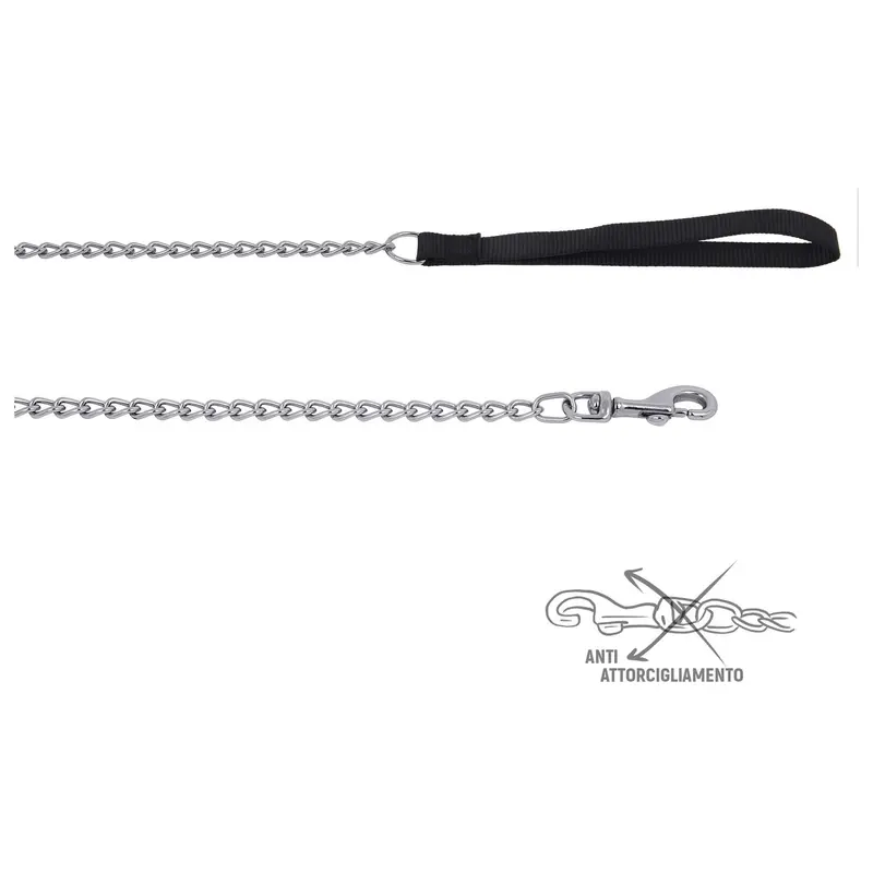 Zoov Guinzaglio Nylon Cm.120 Nero Con Catena - 12 Pz