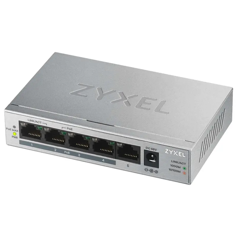 Zyxel GS1005HP Non gestito Gigabit Ethernet (10/100/1000) Supporto Power over Ethernet (PoE) Argento